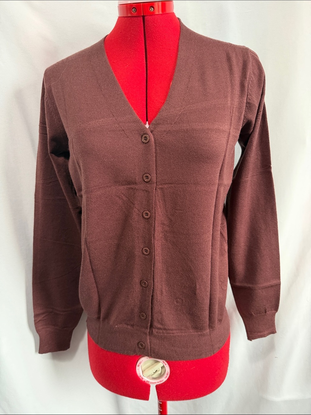 Women's Brown V-Neck Button Front Cardigan